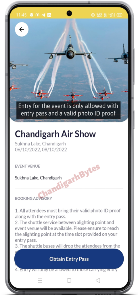 get entry passes for Chandigarh air show 